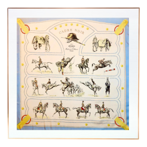 Late 20th Century Framed Hermès Silk Scarf "Cadre Noir" - Orange Gold Frame