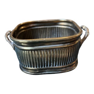 Vintage Brass Square Detailed Catchall For Sale