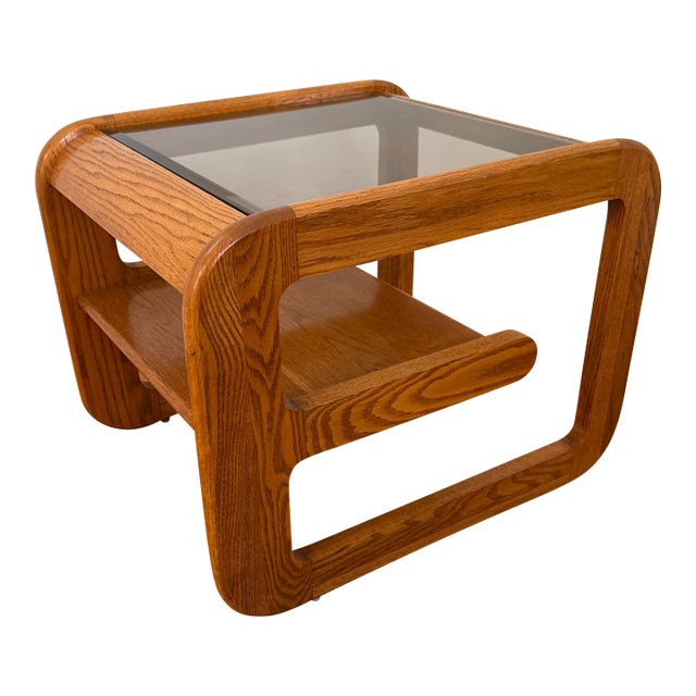 1970s Mid-Century Modern Lou Hodges Oak Side Table For Sale