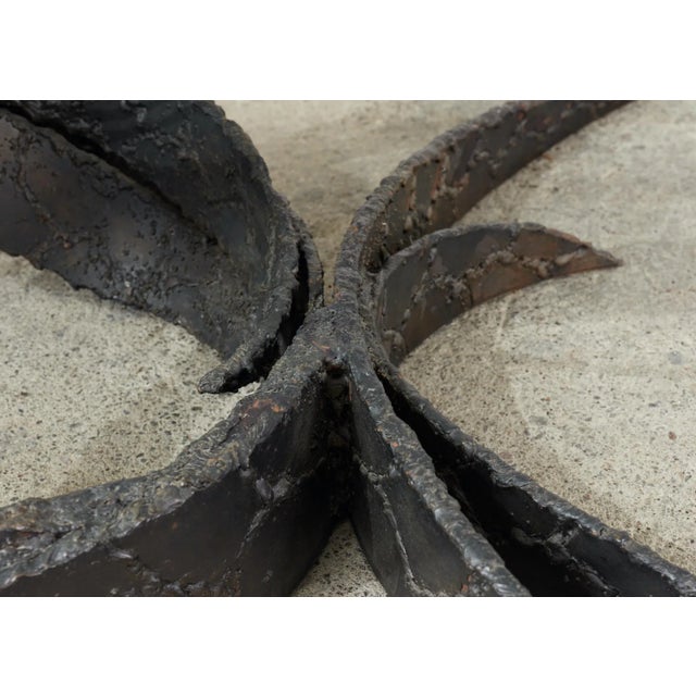 Midcentury Silas Seandel Brutalist Iron Torch Cut Cocktail Table For Sale - Image 9 of 13
