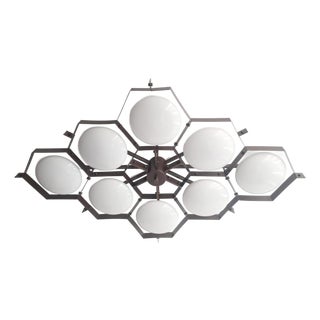 21st Century Beehive Bronze Glossy White Murano Flush Mount by Fabio LTD For Sale