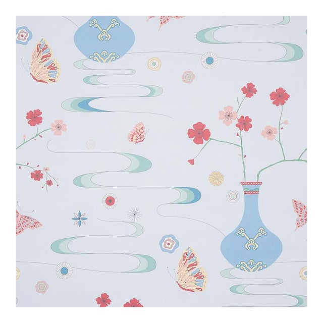 Sample - Schumacher X Cristina Buckley Fantasia Wallpaper in Hyacinth Blue For Sale