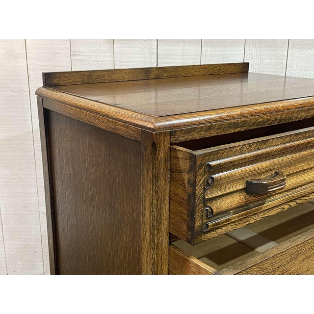 English Art Deco Style Oak Chest of Drawers, 1950s For Sale - Image 10 of 15