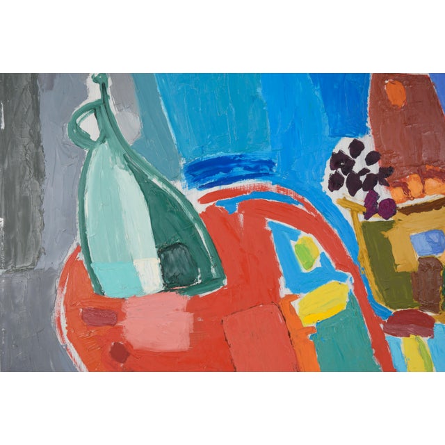 Colorful Modernist Still Life With Jug and Plant by Ellis Hopkins For Sale In Monterey, CA - Image 6 of 7