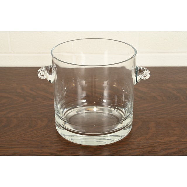 Late 20th Century Tiffany & Co. Modern Clear Crystal Champagne Ice Bucket With Scrolled Handles For Sale - Image 15 of 15