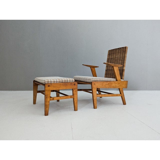 Set of Beech and Rattan Chair with Ottoman from Úľuv, 1960s For Sale - Image 18 of 18