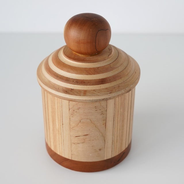 Late 20th Century Late 20th Century Marquetry Hand Turned Striped Round Box For Sale - Image 5 of 11