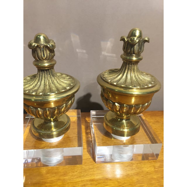 Brass Newel Post Finials on Lucite Bases a Pair Chairish