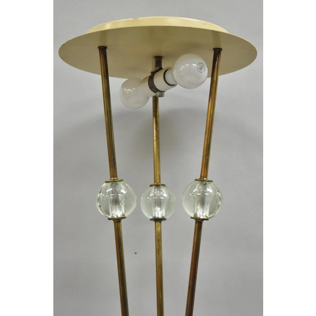 Mid-Century Modern Vintage Mid Century Italian Modern Brass and Glass Sphere Tripod Tall Table Lamp For Sale - Image 3 of 12