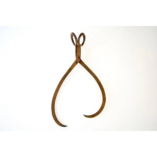 Antique Vintage Industrial Hand-Forged Cast Iron Ice Block Tongs For Sale - Image 9 of 9