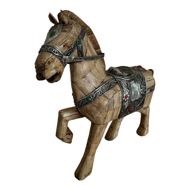 Vintage Chinese Tessellated Bone Tang Horse Sculpture Mid-Century Chinoiserie For Sale