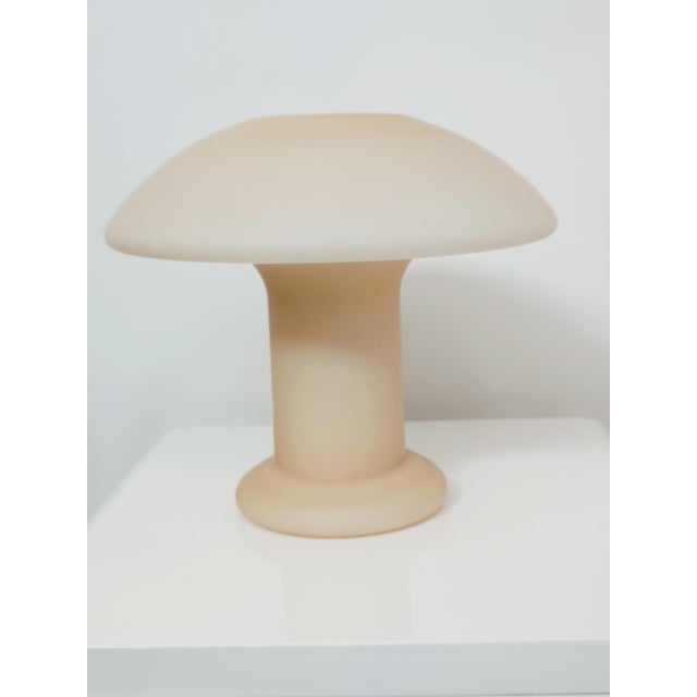 Magnificent mushroom-shaped lamp, ref. 296, by Hustadt Leuchten. Germany, 1980s. Made entirely of beige opaline glass....