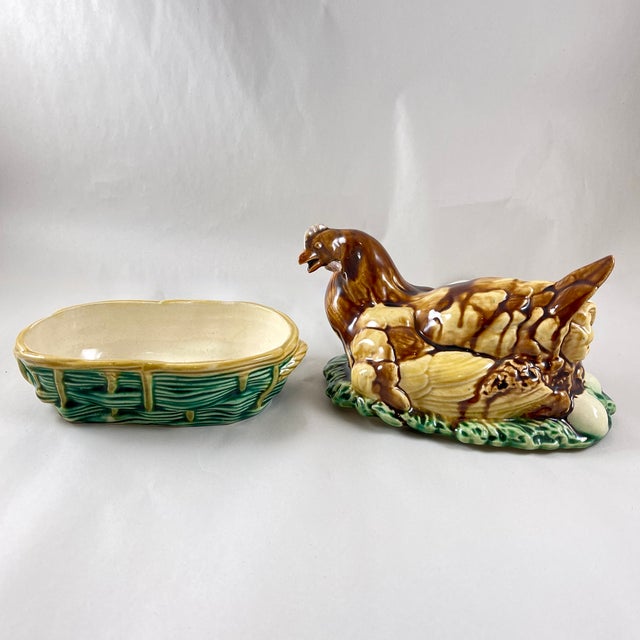 Saint Honore Les Bains Majolica French Hen on Basket Terrine For Sale - Image 9 of 12
