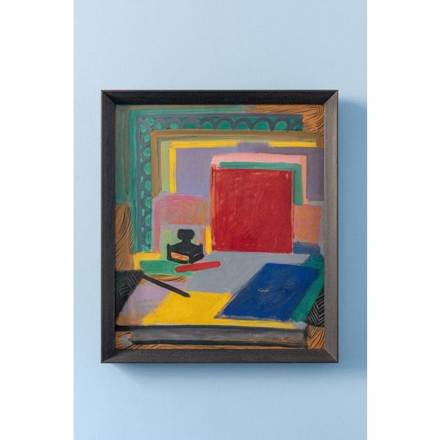 Antoine de Roux, Still Life with Inkwell, Oil Painting on Board, 1950-60, Framed For Sale - Image 9 of 9