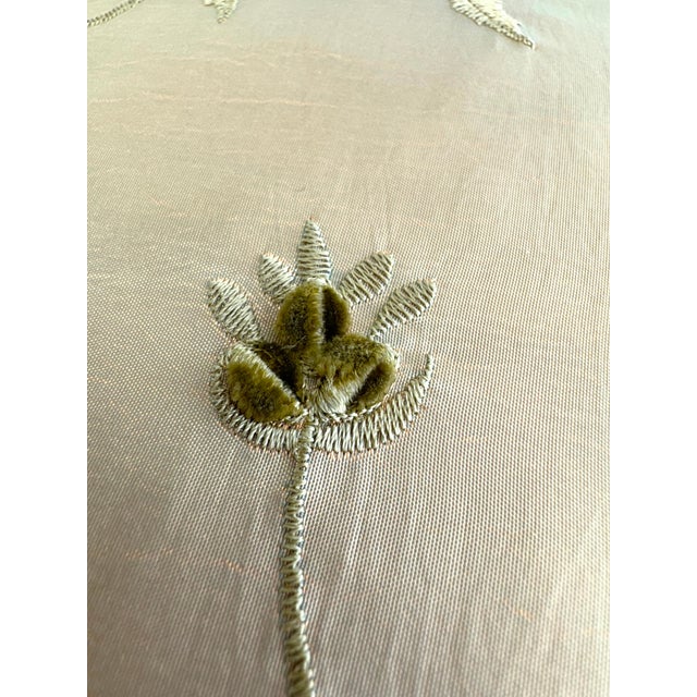 1970s Vintage Embroidered Silk Pillows With Fringe Detailing in Gold Tones - Set of 2 For Sale - Image 5 of 10