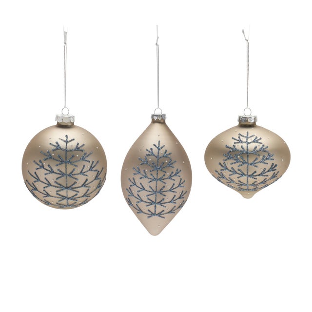 Bring festive elegance to your holiday celebrations with this exquisite set of Champagne Glittered Ball Ornaments....