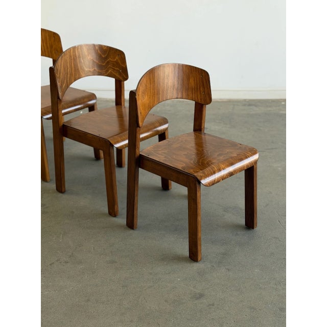 1970s 1970s German Plywood Dining Chairs- Set of Four For Sale - Image 5 of 18