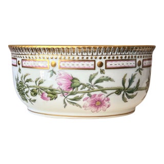 1960s Flora Danica Bowl by Royal Copenhagen // Malva Moschata L. // Exquisite Hand-Painted Fine China For Sale