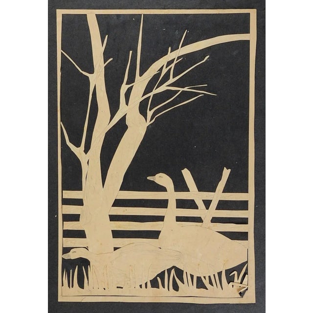 Shabby Chic Vintage Rustic Paper Cutout of Geese For Sale - Image 3 of 3