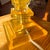 Mid-Century Modern Geometric Amber Acrylic Glass Table Lamp with Hollywood Regency Lampshade, 1960s For Sale - Image 15 of 18