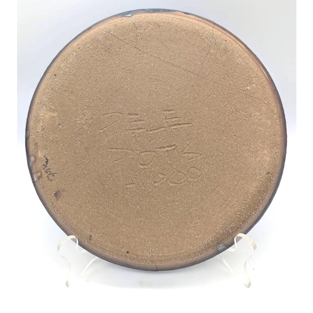 Late 20th Century Vintage Artist Signed Glazed Stoneware Decorative Platter For Sale - Image 5 of 12