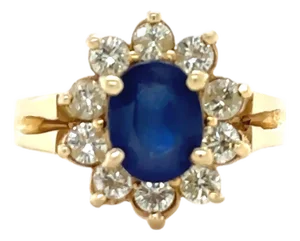 18ct Yellow Gold Sapphire and Diamond Ring 1.80ct 5.7g, Size 4.75