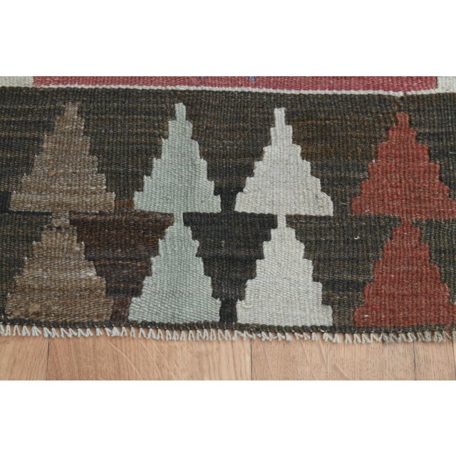 REd Brown Colorful Small Vintage Turkish Kilim Rug For Sale - Image 4 of 11