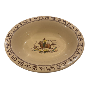 1940s Wallace China Westward Ho Rodeo Pattern Oval 12" Serving Bowl