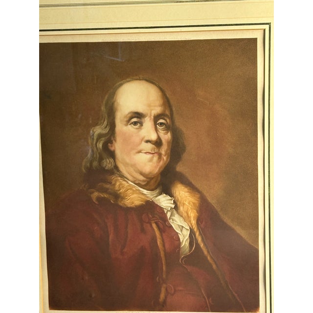 American 1927 Benjamin Franklin Portrait Mezzotint by T. Hamilton Crawford, Framed For Sale - Image 3 of 12