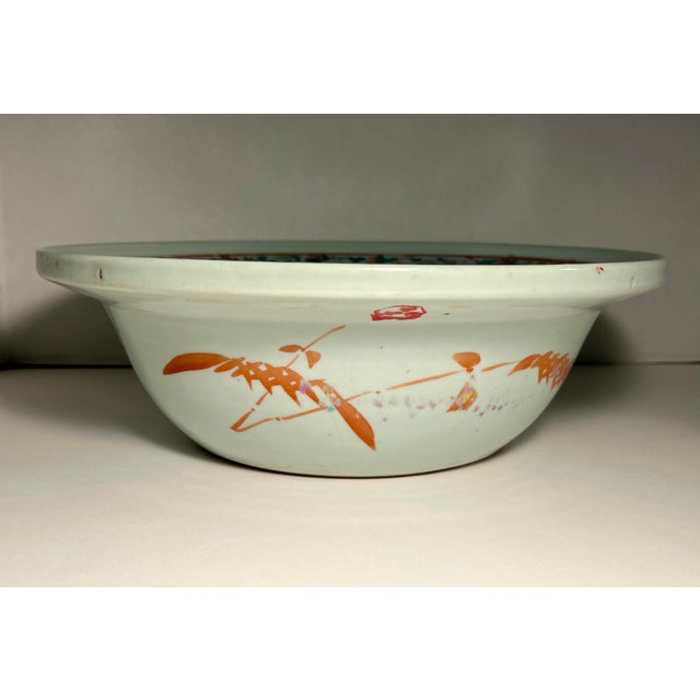 Circa 1915-1920 Early Republic Chinese Kanghxi Style Big Porcelain Bowl 13.5"d For Sale In Los Angeles - Image 6 of 14