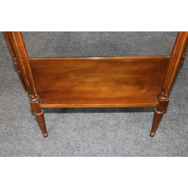 Louis XVI French Marble Top Brass Mounted Two Tier Console Table For Sale - Image 4 of 14