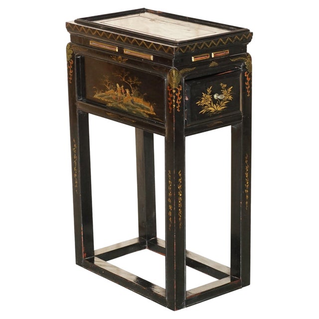 Antique Victorian Chinese Lacquered Side Table, 1880 For Sale