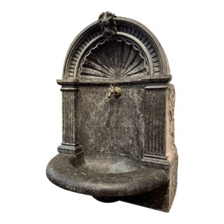 Rare 19th C. Belgian Black Marble Wall Fountain For Sale
