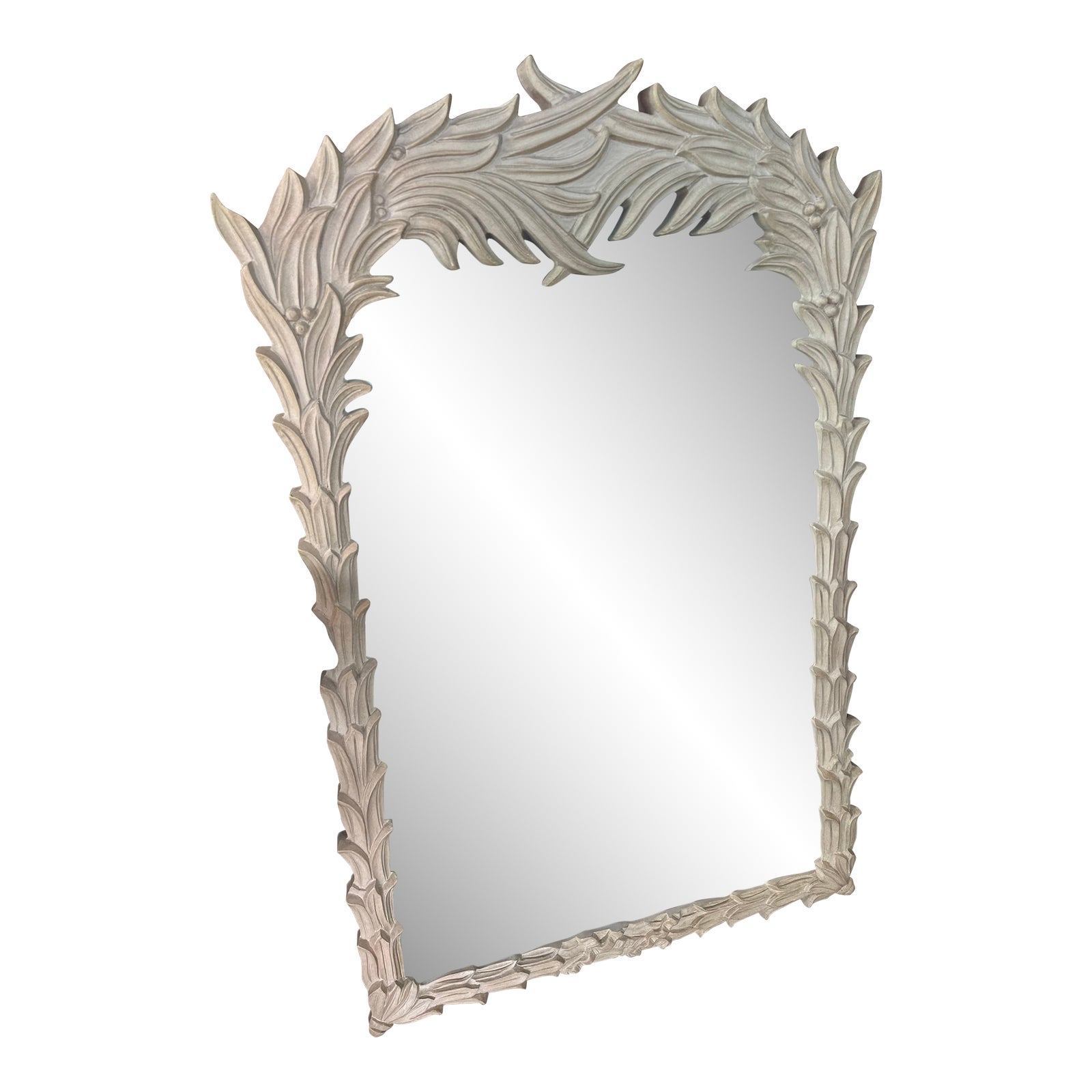 Vintage Serge Roche Style Palm Beach Frond Leaf Leaves Tree Wall Mirror ...