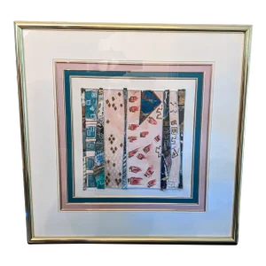 1980s Framed Mixed Media Collage Art