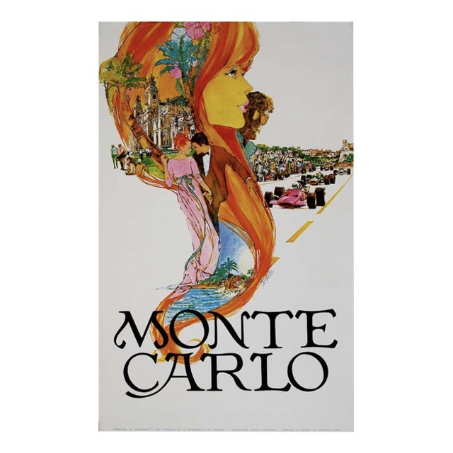 Original Monte Carlo Formula 1 Poster by Steve Carpenter, 1969 For Sale