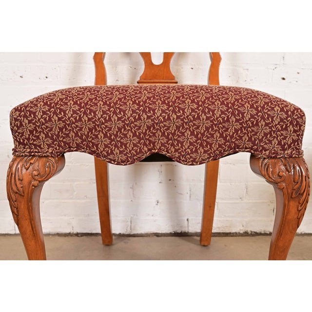 Brown Romweber Antique Georgian Carved Walnut Side Chairs or Dining Chairs, Set of Four For Sale - Image 8 of 14