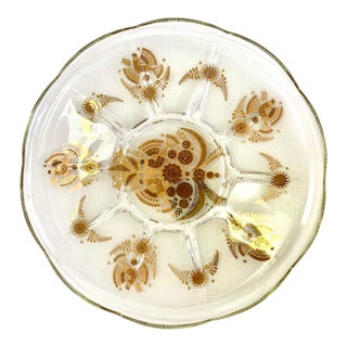 1960's Gold Overlay Glass Round Dish by George Briard For Sale