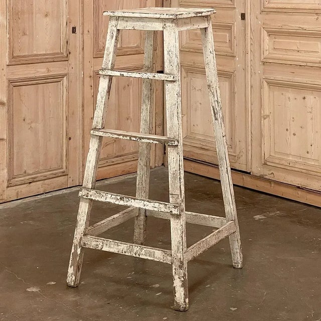 Rustic European Antique Swedish Rustic Painted Sculptor's Pedestal For Sale - Image 3 of 13