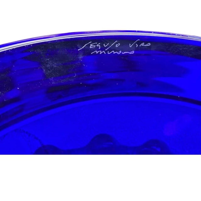 Glass Livio Seguso, Seguso Murano Italian Art Glass Cobalt Gold Aventurine Footed Vase Sculpture For Sale - Image 7 of 18