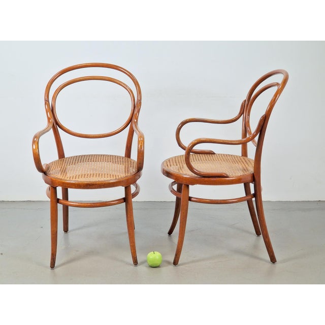 Antique Bentwood Webbing Chairs by Jacob & Josef Kohn for Wiener Werkstätte, Austria, 1890s, Set of 2 For Sale - Image 4 of 13
