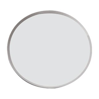 Round Flat Wall Mirror with a Slim Frame in White Painted Wood, 1970s For Sale