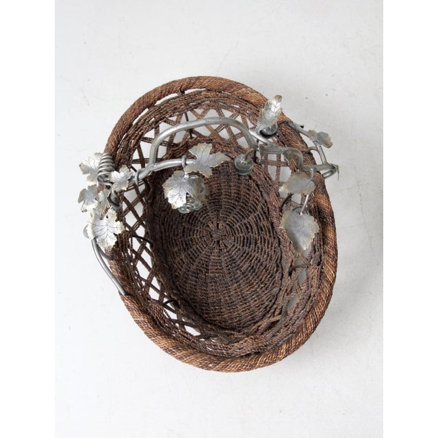 Vintage Large Grapevine Basket With Metal Handle For Sale - Image 16 of 18