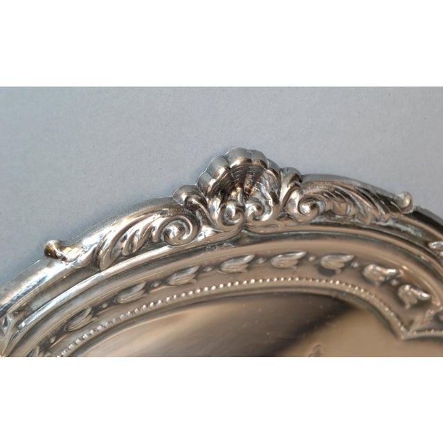 Mid 20th Century Original Gorham Silver Platter Tray Salver Nautical Seashell Motif Etched Scrollwork For Sale In Miami - Image 6 of 13