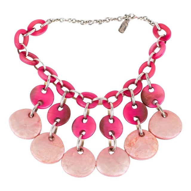 Dominique Denaive Paris Pink Resin Choker Necklace with Charms For Sale