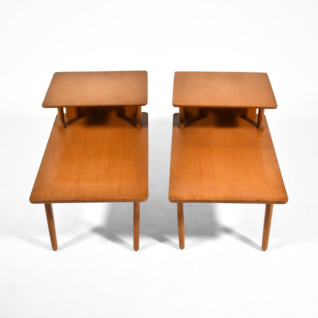 Mid-Century Modern Mid 20th Century Heywood Wakefield M1574 Step End Tables For Sale - Image 3 of 10