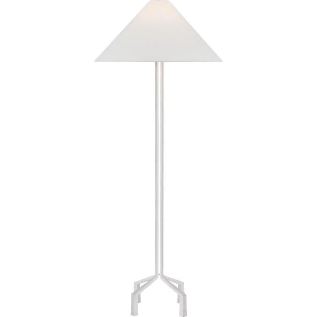 Transitional Marie Flanigan by Visual Comfort Signature Clifford Large Forged Floor Lamp in Plaster White with Linen Shade For Sale - Image 3 of 3