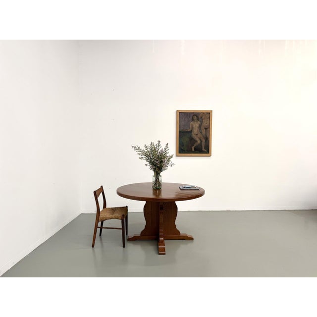 Brutalist Round Table in Oak, 1960s For Sale - Image 17 of 18
