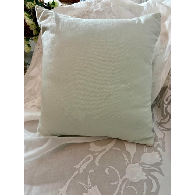 Vintage Tahari Home Embroidered Throw Pillow 15” X 15” Mint Green For Sale - Image 11 of 12