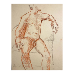 Ron Yrabedra Seated Male Nude Drawing